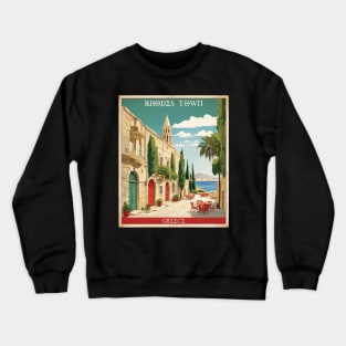 Rhodes Town Greece Tourism Vintage Poster Crewneck Sweatshirt